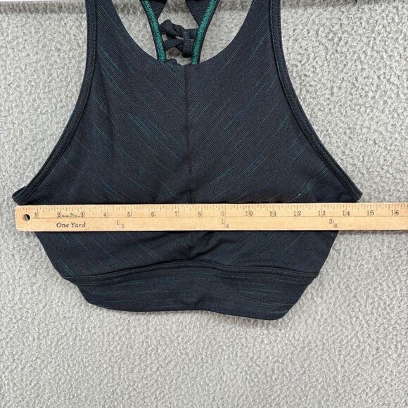 Prana Itzel Space Dye Gray Jersey Knotted Back High Neck Racerback Sports Bra L - Picture 6 of 13